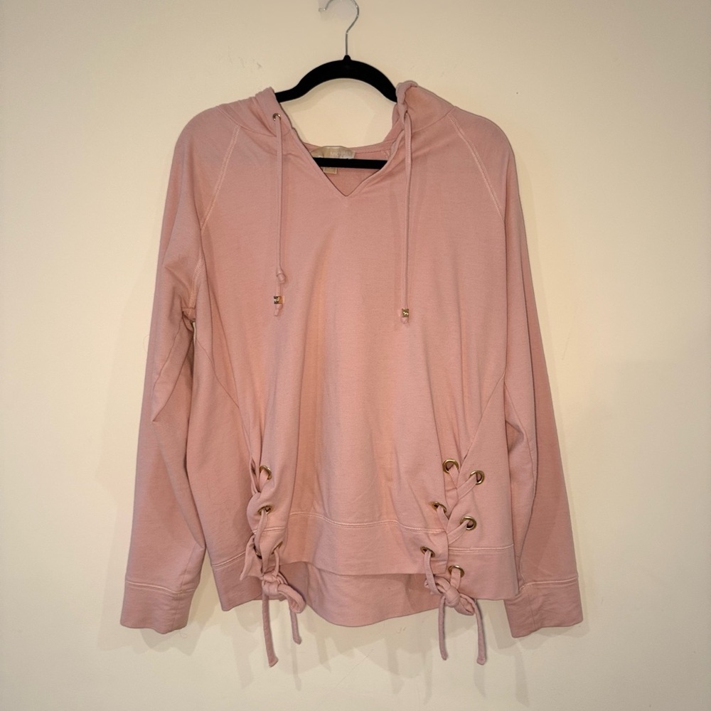MICHAEL Michael Kors Pink Relaxed Tie Front Hoodie